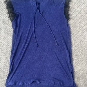 Lularoe Grace Women’s Navy Blue Lace Sleeve Top Size S